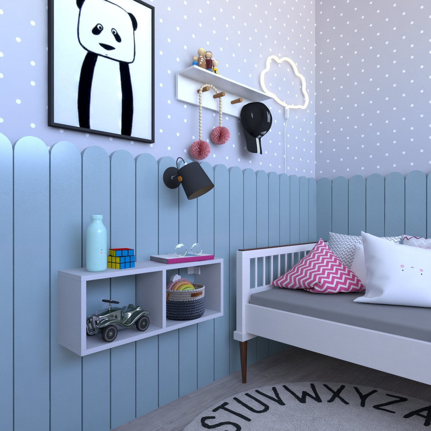 Nicho Para Quarto Infantil 60cm Cinza Cristal