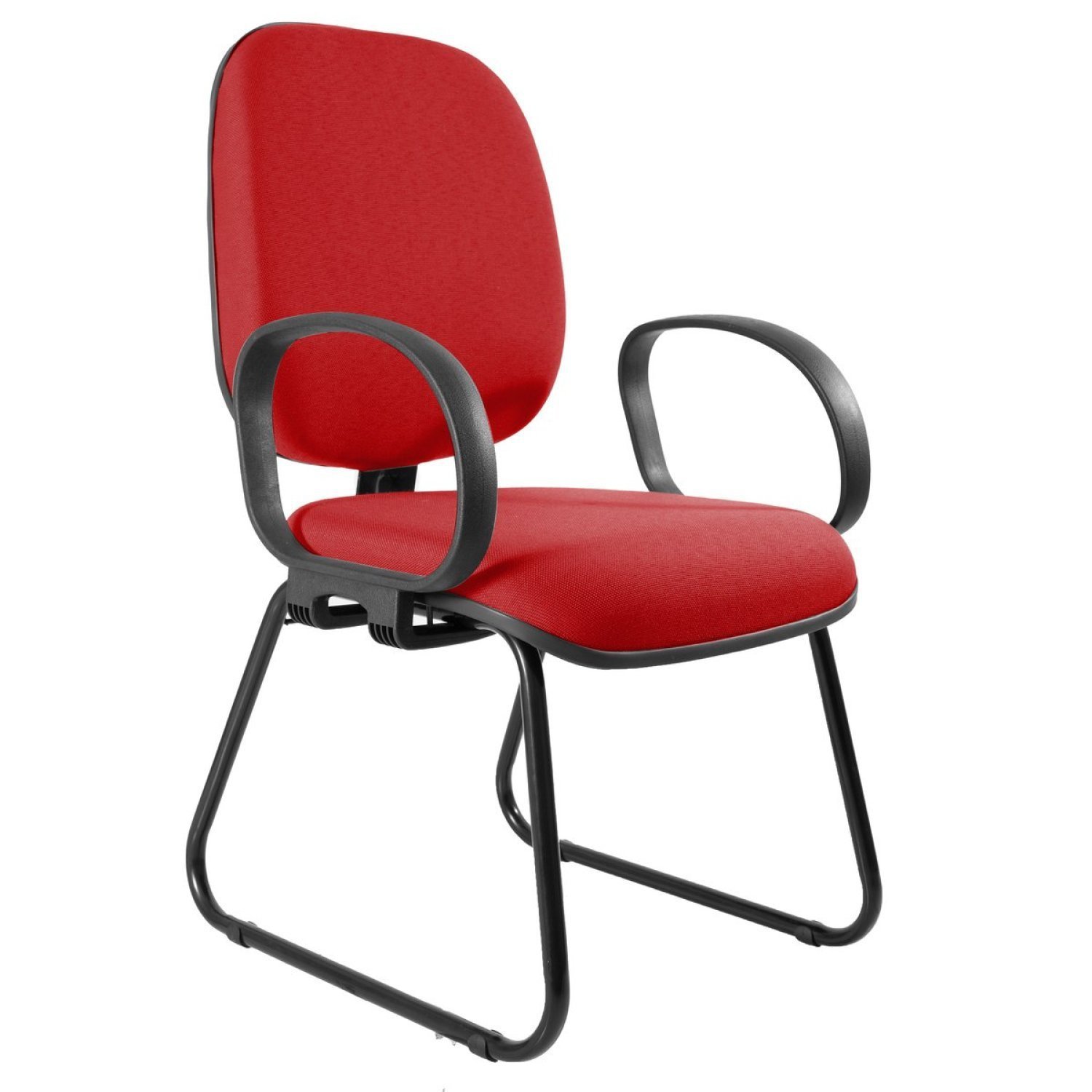 Cadeira Escritório Interlocutor Diretor Estofada Anatômica Sky Com Braço Corsa Metal Wood Design Vermelho