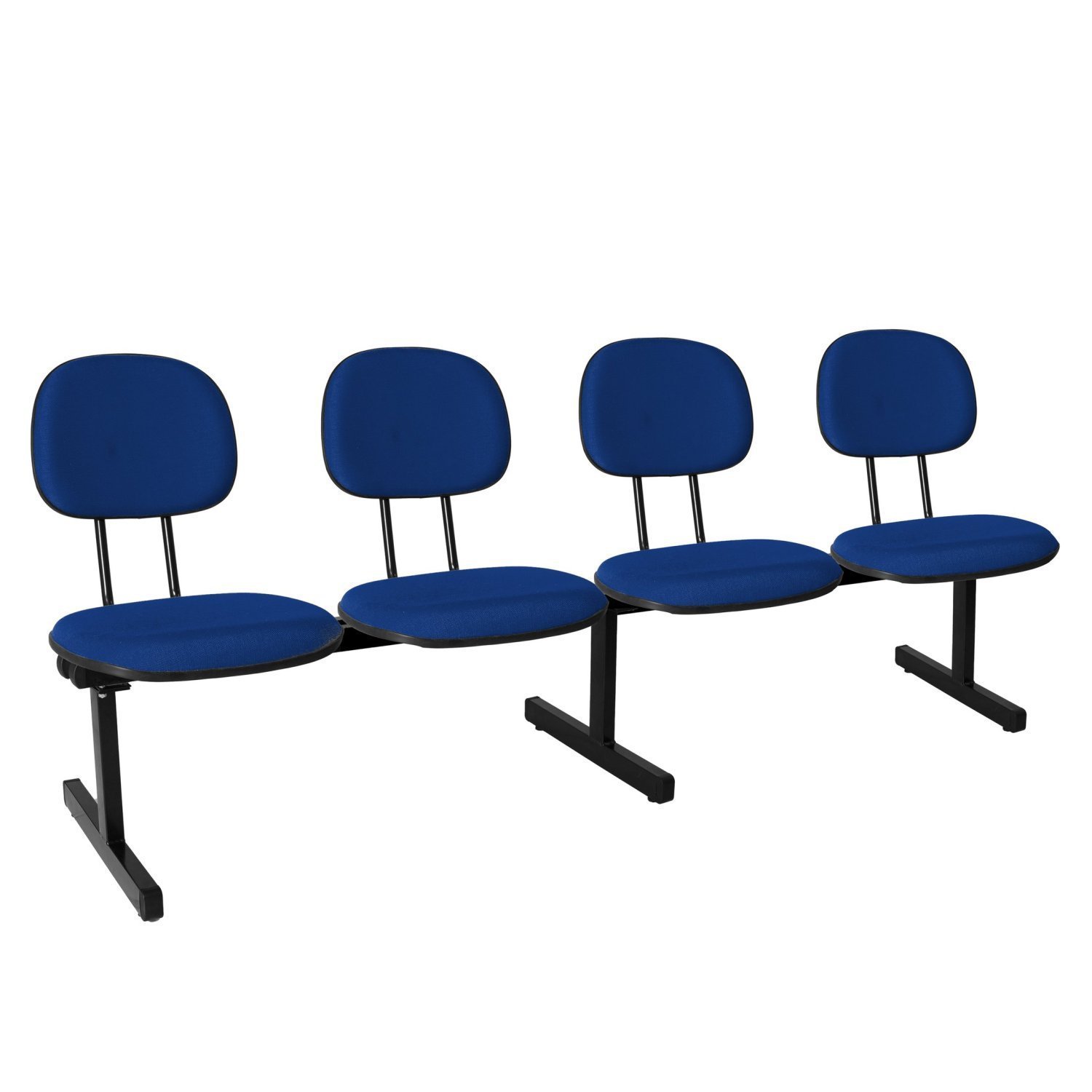 Cadeira Escritório Longarina 4 Lugares Estofada Ecoflex Azul