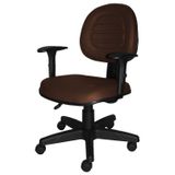 Cadeira Escritório Giratória Gomada Back System Braço Regulável Executiva Metal Wood Design Marrom