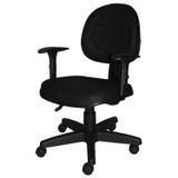 Cadeira Escritório Giratória Gomada Back System Braço Regulável Executiva Metal Wood Design Couro Preto