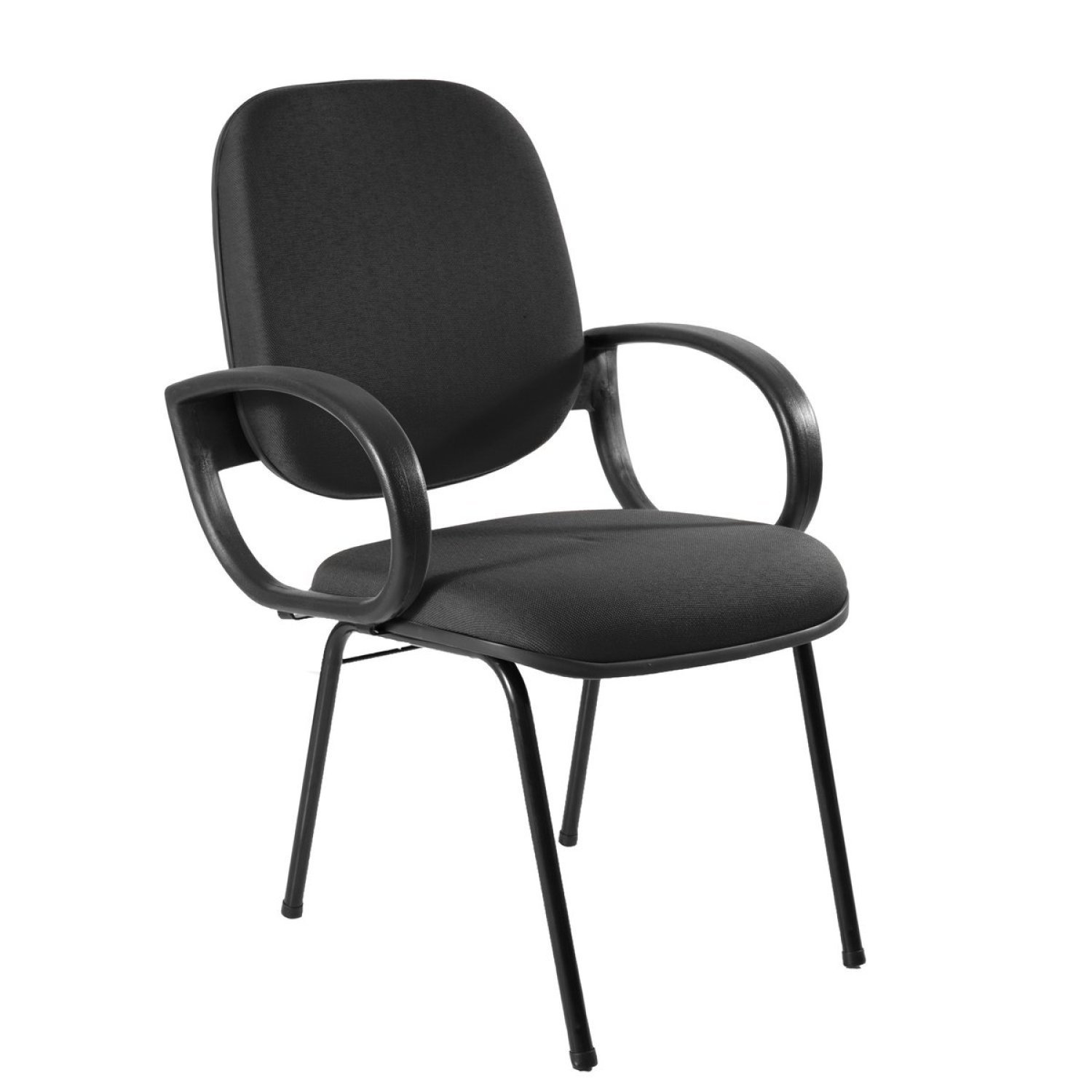 Cadeira Escritório Coletiva Diretor Fixa Estofada Com Braço Orelha Metal Wood Design Preto