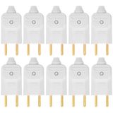 10 Tomada Plug Macho Prensa Cabo 2 Pinos Finos 10a Branco
