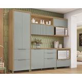 Cozinha Modulada Completa Marquesa 5 Peças 2 Aéreos + 2 Balcões + 1 Paneleiro C5p34 Nature Verde
