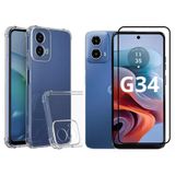 Kit Capa Anti-impacto + Película 3d Para Motorola Moto G34
