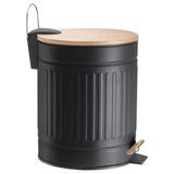 Lixeira Fluted Preta 5l Cesto Removível Fechamento Suave