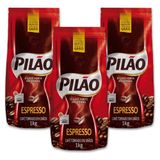 Café Pilão Torrado Em Grãos Espresso Kit 3 Pacotes 1kg