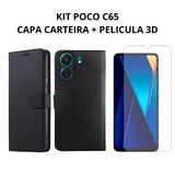Capa Carteira + Película 3d Para Xiaomi Poco C65 / Redmi 13c
