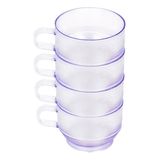 Kit C/4 Xícaras Transparente Acrílico Cristal 250ml