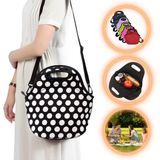 Bolsa Lancheira Térmica Neoprene Modelo Bolas Brancas