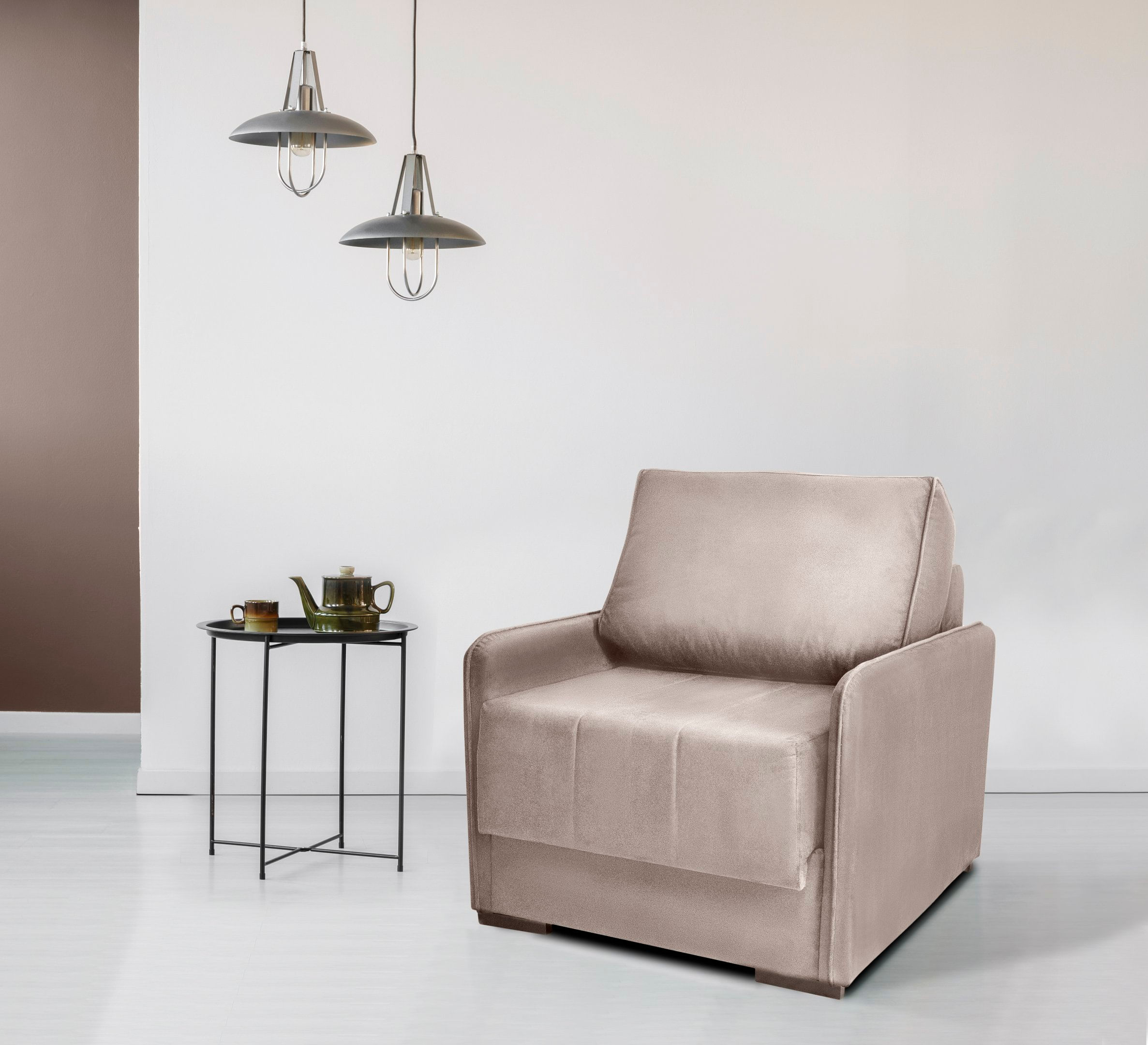 Sofá Cama Isis Solteiro 100cm Tecido Linho Bege