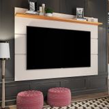 Painel Para Tv 50 Polegadas 136cm 1 Prateleira Vivare New Off White/nature