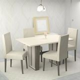 Conjunto Sala De Jantar 4 Lugares Mesa Flórida E Cadeira Montana Tecido A40 Wengue