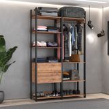 Guarda Roupa Closet Industrial 2 Gavetas 6 Prateleiras Com Cabideiro M118 Preto/solanum