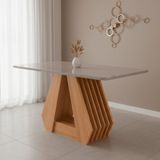 Mesa Ágata 130cm Nature/off White Sala De Jantar Nature/off White