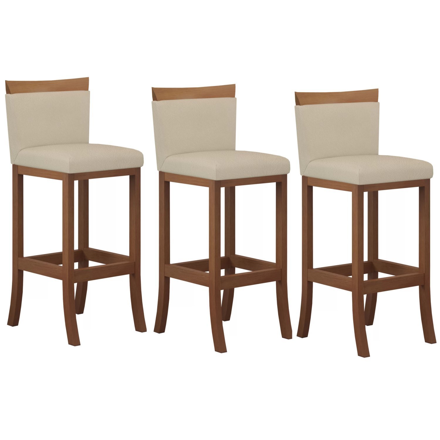 Conjunto 3 Banquetas Alta Em Madeira Maciça Paris Ccs Interiores Pinhão