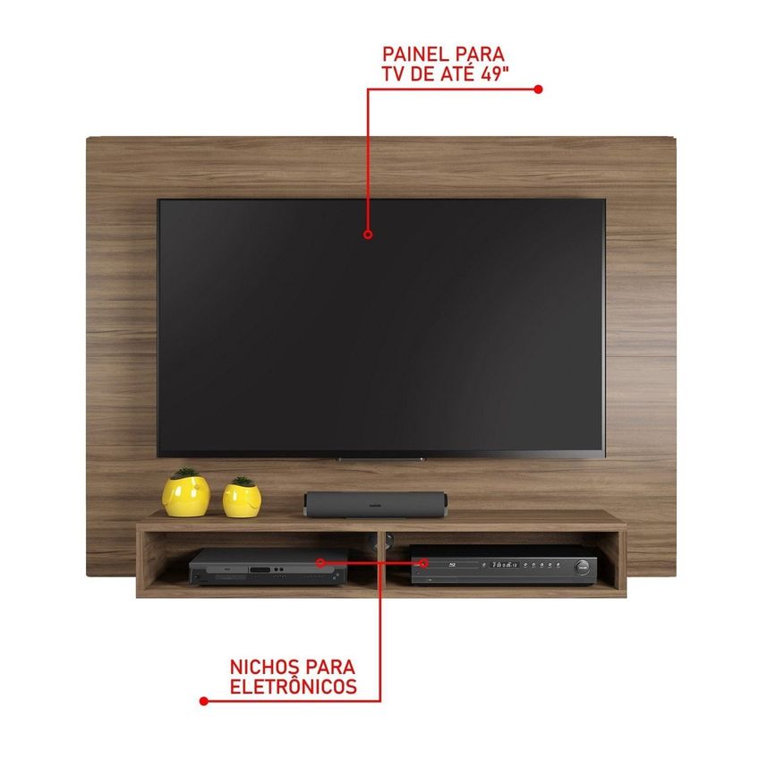 Painel Para Tv Até 49 Polegadas 2 Nichos Eros Notável Móveis Nogal Trend - imagem 4