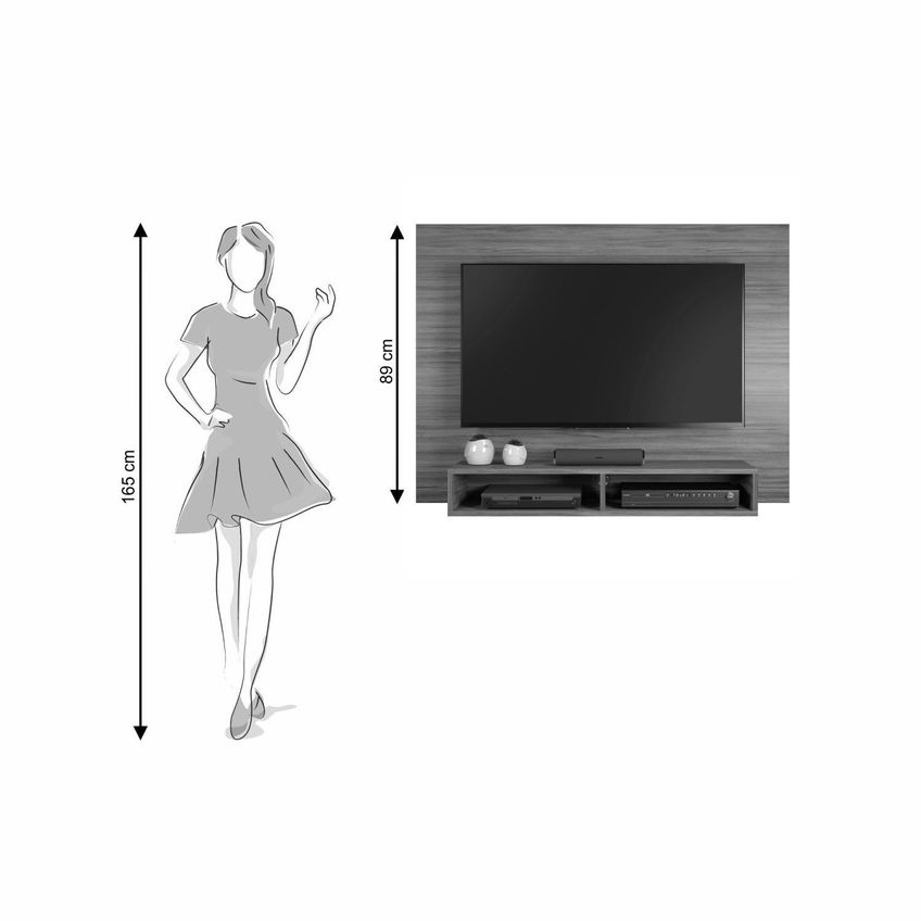 Painel Para Tv Até 49 Polegadas 2 Nichos Eros Notável Móveis Nogal Trend - imagem 5