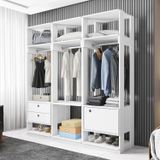 Conjunto Closet Modulado Com 3 Cabideiros 1 Porta 2 Gavetas Titan Móveis Leão Branco Velluto