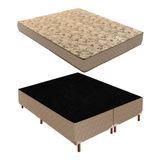 Box Queen Florença 42x158x198cm com Colchão Queen Unique D33 Duoface 25x158x198cm Rustico Bege
