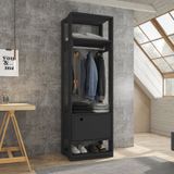 Closet Modulado 1 Cabideiro 1 Porta Titan Espresso Móveis Preto Velluto