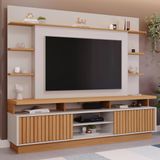 Estante Home para TV até 65 Polegadas Ripado 2 Portas Ravena Yescasa Off White/Nature