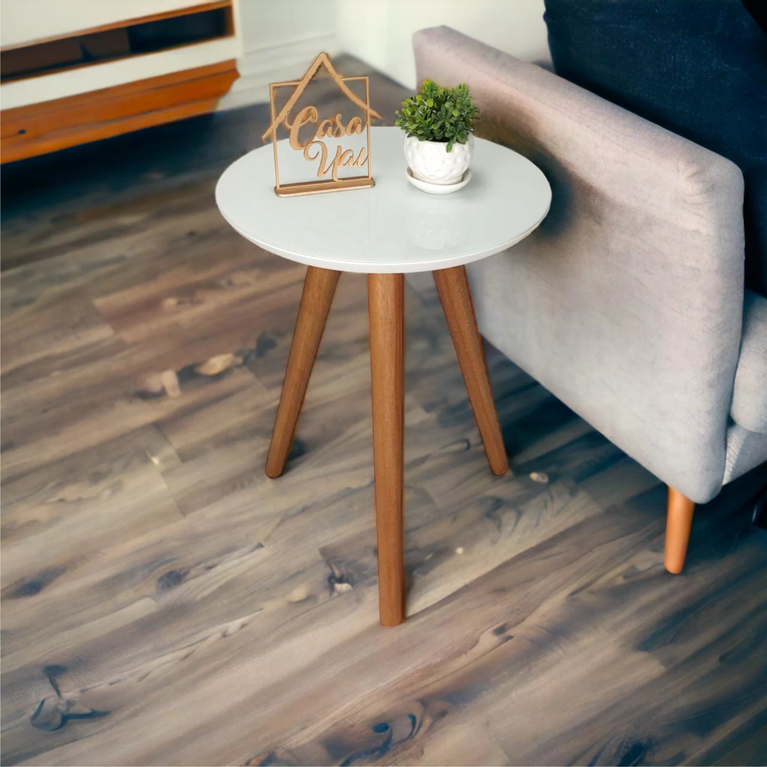 Mesa Lateral Com Vidro 50x40cm Pés Palito