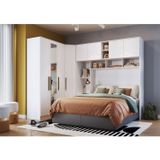 Guarda Roupa Casal Modulado Com Espelho 3 Peças 8 Portas 3 Gavetas Wood Branco Line