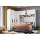 Guarda Roupa Casal Modulado 3 Peças 8 Portas 3 Gavetas Wood Branco Line