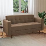 Sofá Vitrola 3 Lugares Suede Montreal Marrom