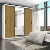 Guarda-roupa Casal 4 Espelhos 3 Portas De Correr 4 Gavetas Max Plus Espresso Móveis Branco/cinamomo
