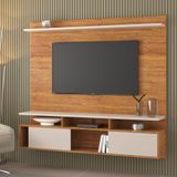 Estante Home Suspensa Para Tv Até 70 Polegadas 2 Portas 2 Prateleiras Noel Viero Mel/off White