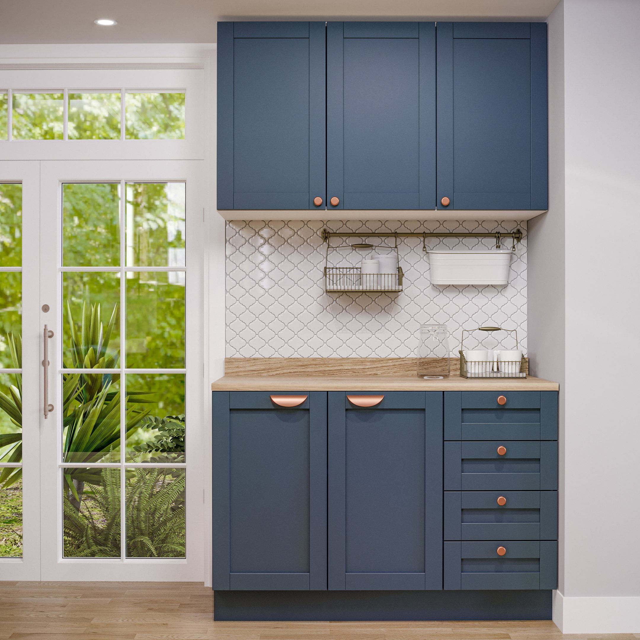 Cozinha Modulada 2 Peças Com Balcão E Armário Aéreo Arizona