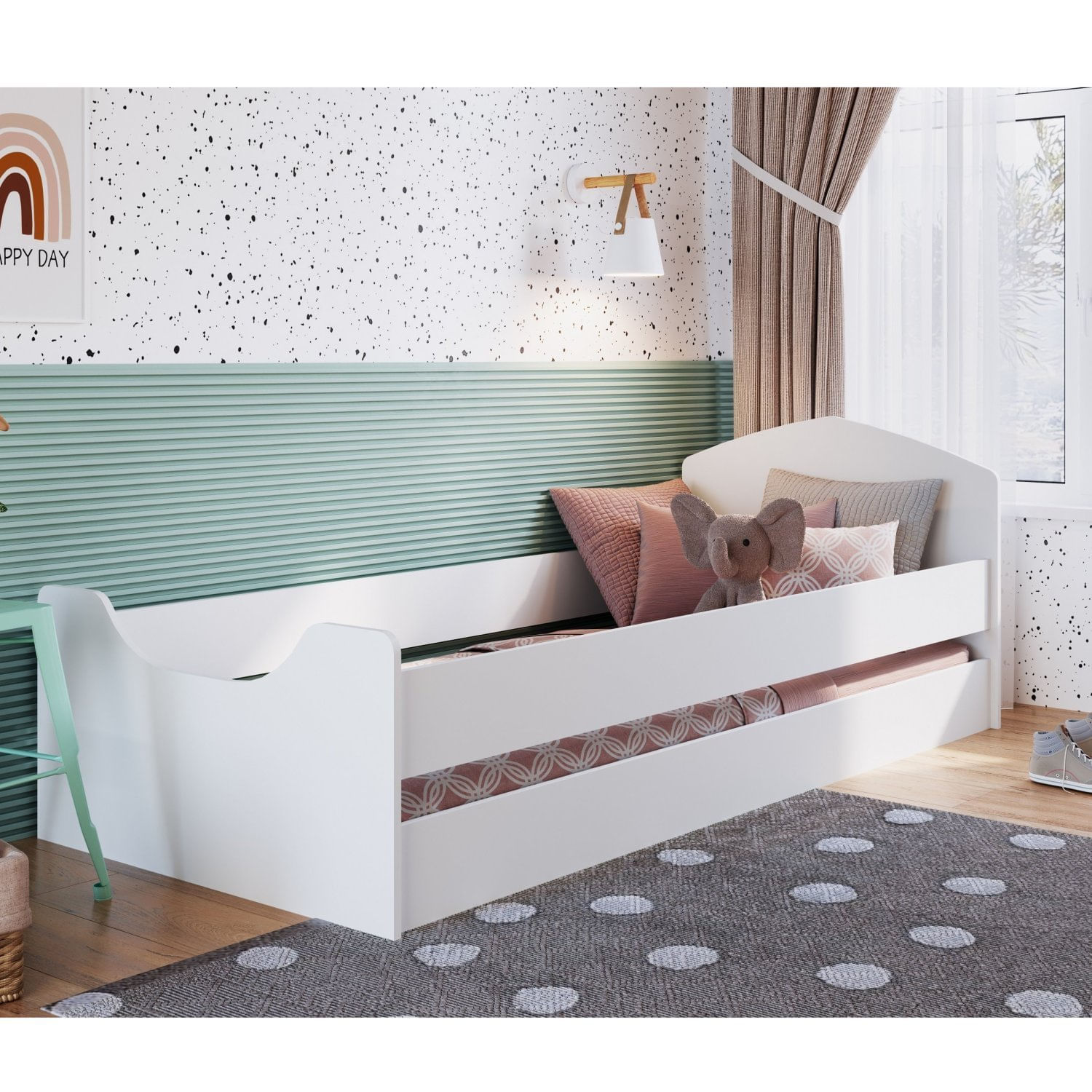 Cama Infantojuvenil Com Protetores Encanto Art In Móveis Branco