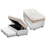 Cama Box Baú C-auxiliar Solteiro: Colchão Molas Castor Pocket Silver Star Air + Base Crc Courano Branco(88x188)