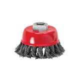 Escova Aço Carbono Tipo Copo Torcida 4" 100mm Rosca M14 - Mtx