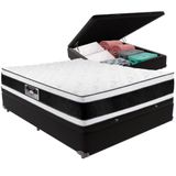Cama Box Baú E Colchão Black &amp; White Air Double Face Espuma D33 Casal Castor Casal Preto