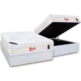 Cama Box Baú Casal: Colchão Molas Pocket Ensacadas Castor Gold Star Vitagel + Base Crc Courano White (138x188)