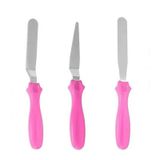 Kit 3 Espátulas Para Confeitar Decorar Bolos Rosa Em Inox
