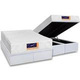 Cama Box Baú Queen Colchão Espuma D33 Castor Vitagel Hr Visco Gel Convencional + Base Crc Courano White(158x198)