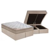 Cama Box Baú Queen: Colchão Molas Pocket Ensacadas Castor Revolution Híbrido + Base Crc Suede Clean (158x198)