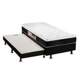 Cama Box Solteiro: Colchão Espuma D45 Castor Black E White + Base Crc Courano Black(88x188)
