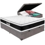 Cama Box Baú E Colchão Black &amp; White Air Double Face Espuma D33 Casal Castor Casal Cinza