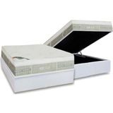 Cama Box Baú Casal: Colchão Molas Pocket Ensacadas Castor Eurotop Summer E Winter + Base Ctc Courano White (138x188)