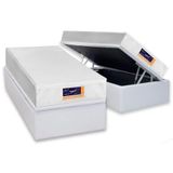 Cama Box Baú Solteiro: Colchão Espuma D33 Castor Vitagel Hr Visco Gel Convencional + Base Crc Courano White(88x188)