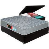 Cama Box Baú Preto E Colchão Sleep Max D33 Casal Castor