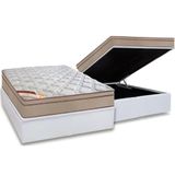 Cama Box Baú Casal: Colchão Molas Pocket Ensacadas Castor Revolution Híbrido + Base Crc Courano White (138x188)