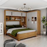 Guarda Roupa Casal Modulado 4 Portas Com Cama Hercules 4 Portas 4 Gavetas Espelho Cinamomo Com Off White