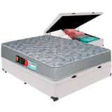 Cama Box Baú Branco E Colchão Sleep Max D33 Casal Castor