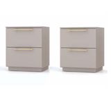 Kit 2 Mesa De Cabeceira 2 Gavetas Dubai Cor Fendi - Vila Rica